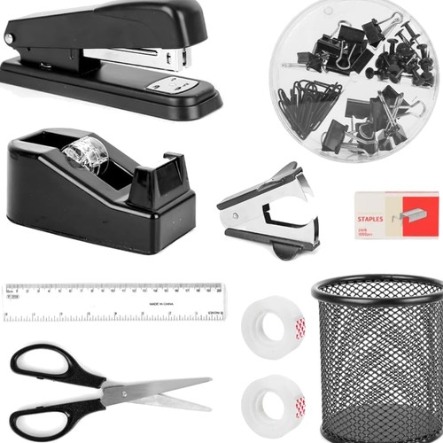 Büromaterial set schwarz - büromaterial, mit